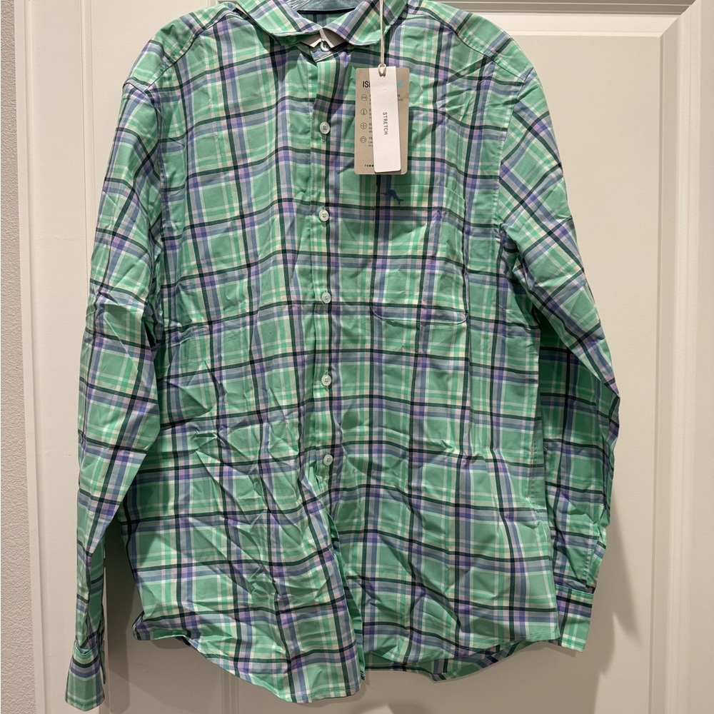 Tommy Bahama Green and Blue Plaid Shirt